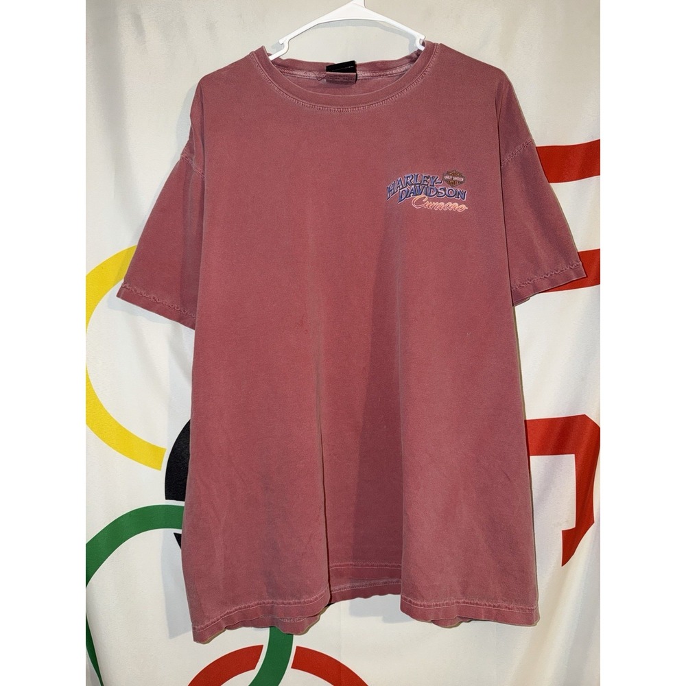 Harley Davidson T Shirt XL Red Curacao Comfort Colors Biker Motorcycles